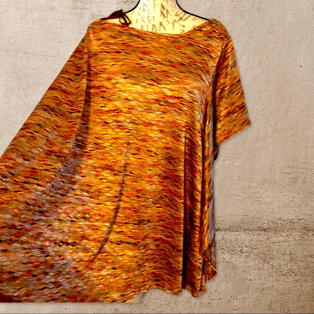 Free People Copper Multi Color Shimmer One Armed Sweater Poncho Size XS🛍🎄